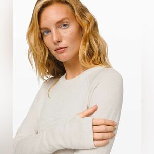 LULULEMON Sit In Lotus Sweater in Heathered Light Ivory 100% Merino